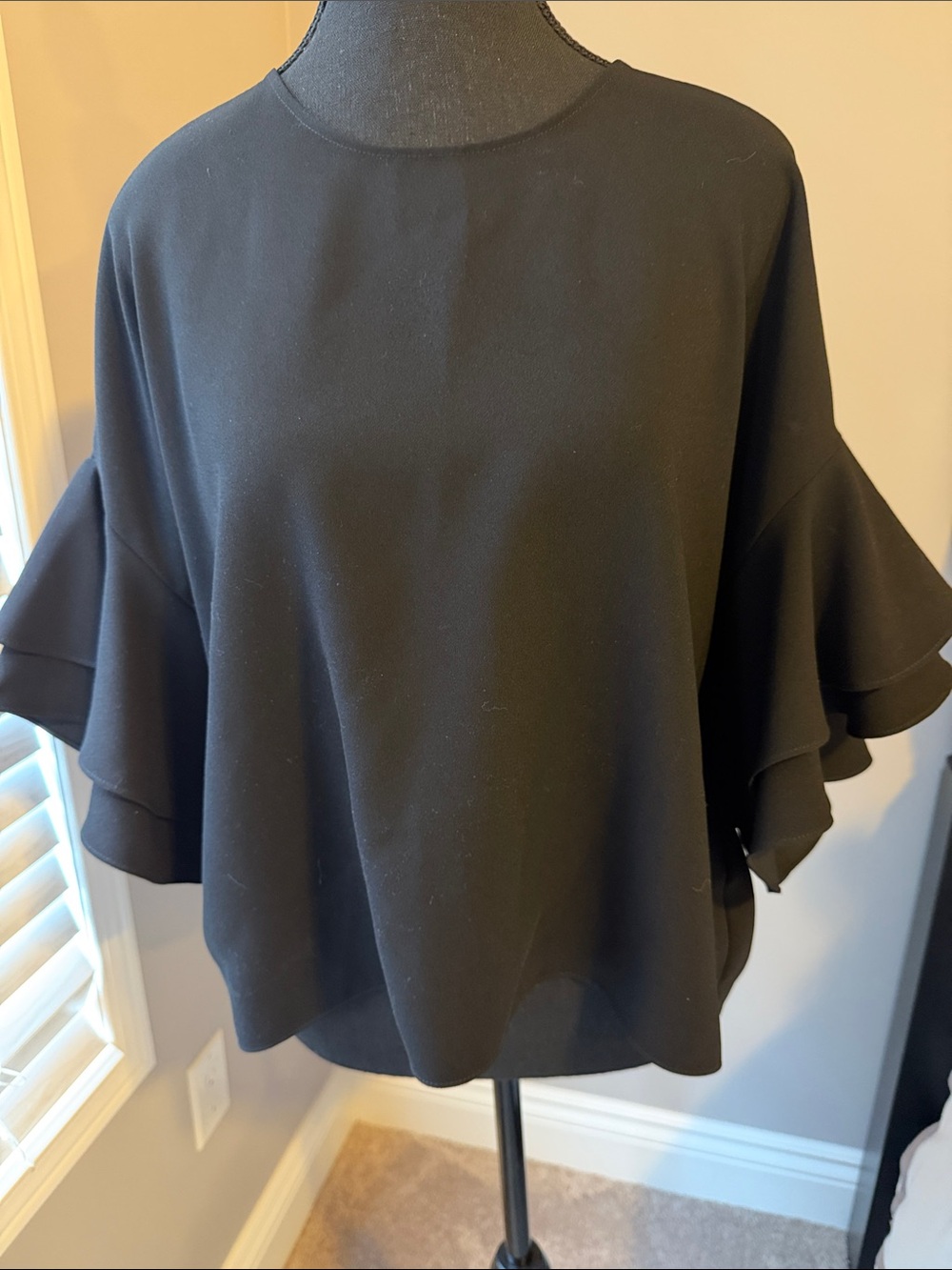 Zara Black Ruffle Sleeve Blouse